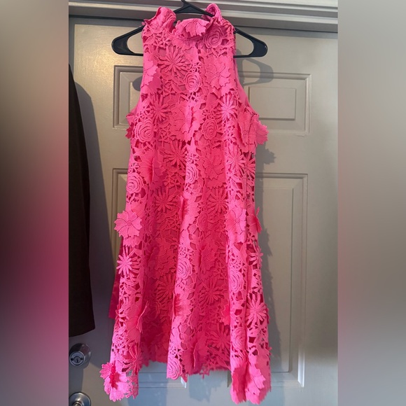 Tuckernuck Pink Hibiscus Guipire Lace Blythe Dress Size Small - Picture 8 of 8